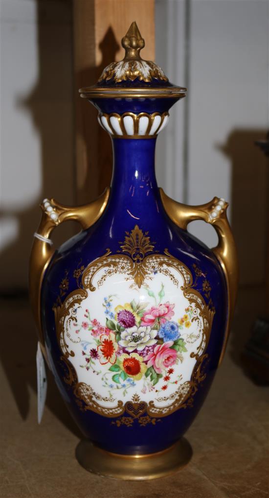 Royal Worcester two handled vase and cover, c.1901, 25.5cm, restorations(-)